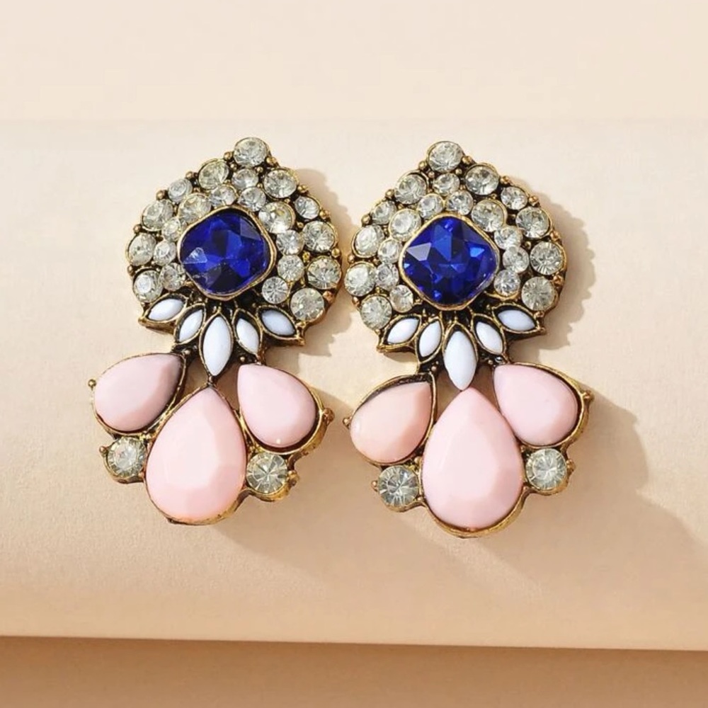 NWT Boutique Luxe Gems Collection Exquisite Gemstone Rhinestone Earrings Bridal